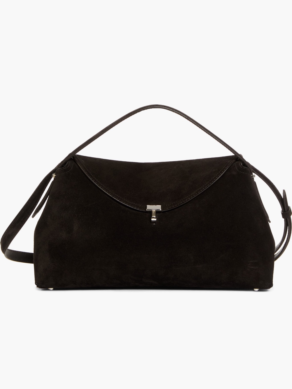 Toteme Brand New Espresso Suede T-Lock Curve Shoulder Bag